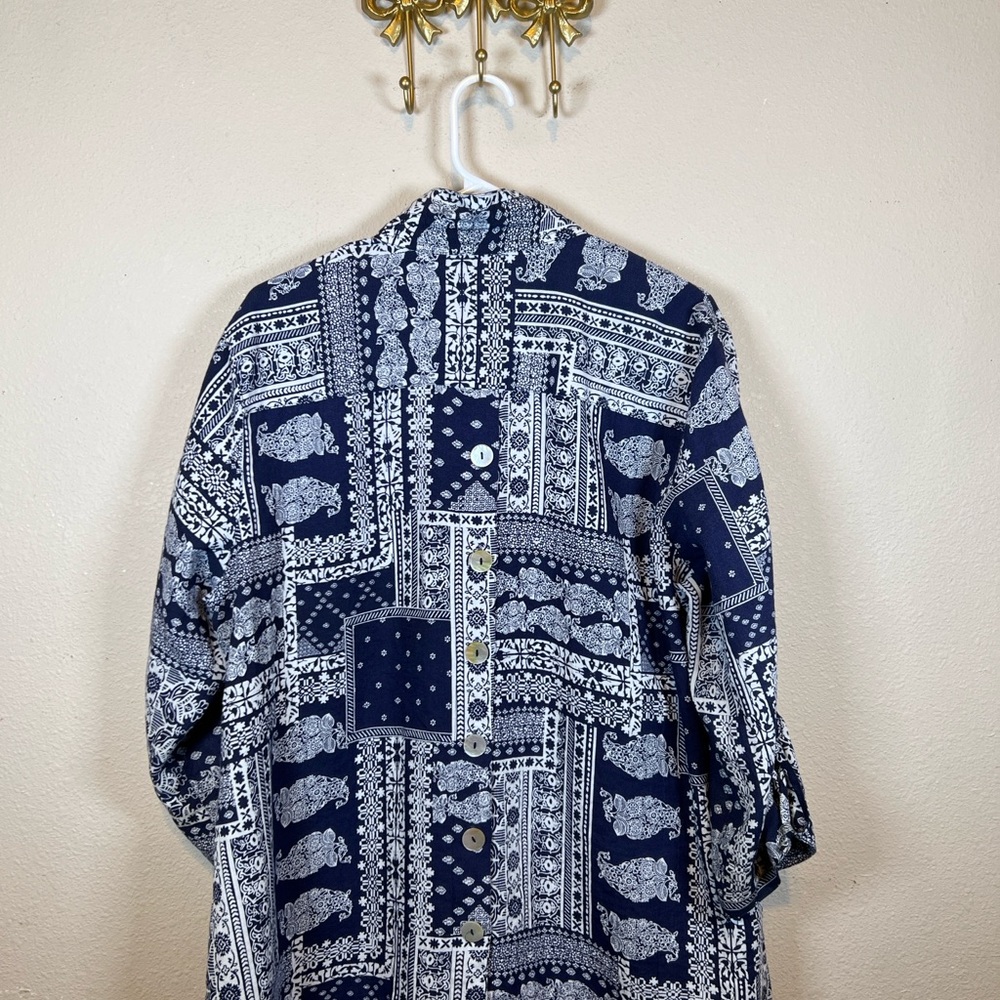 John Mark Navy Blue and White Patchwork bandanna … - image 5